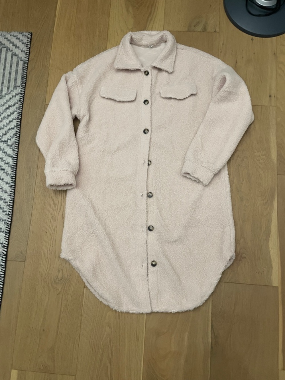 Long Cream Button-Front Shacket